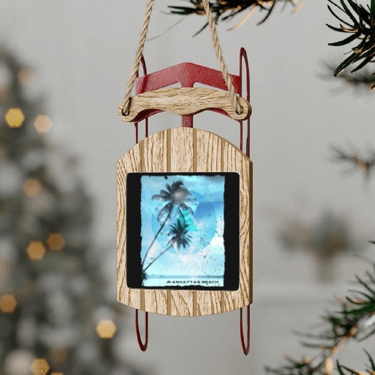 Artistic Manhattan Beach California Palm Tree Sled Ornaments
