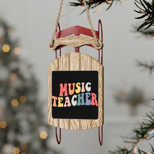 Groovy Music Teacher Team Back To School Sled Ornaments