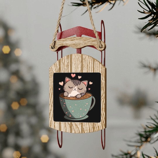 Caffeine Kitties A Sweet Valentines Day Gift Sled Ornaments