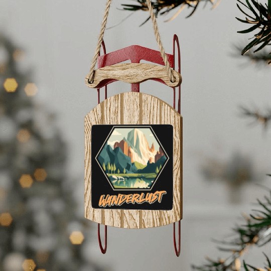 Wanderlust mountaineer hiking mountain love Sled Ornaments