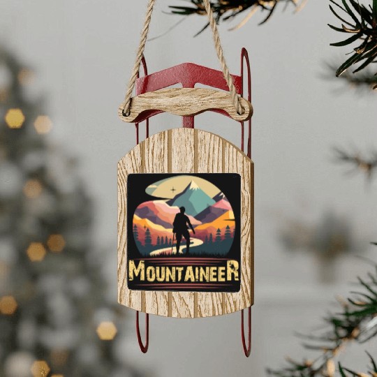 Mountaineer Mountains climbing Hiker Wanderlust Sled Ornaments