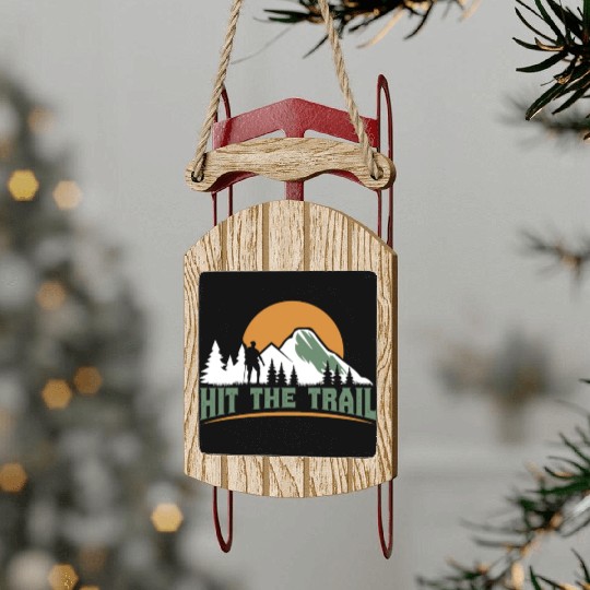Hit the Trail Mountaineers Wanderlust Hiking Sled Ornaments