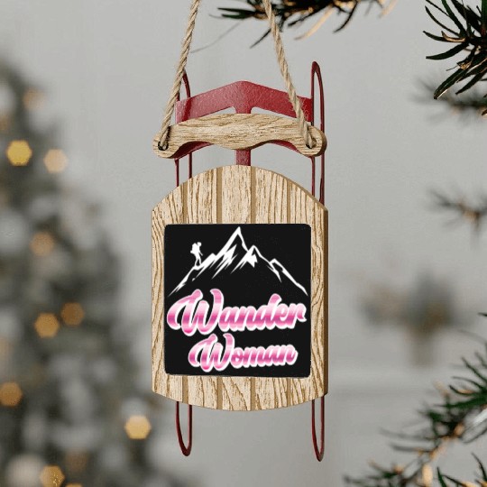 Wanderwoman Hiker Mountaineer Wanderlust Sled Ornaments