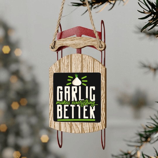 Garlic Garlic Cloves Garlic Lover Cooking Sled Ornaments