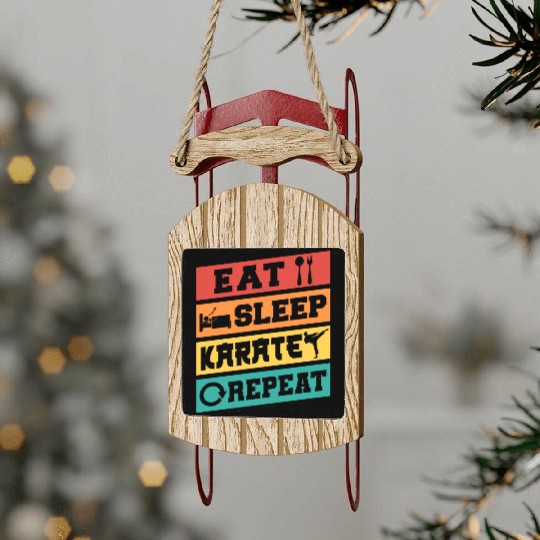 Karate Belt Eat Sleep Karate Repeat Sled Ornaments
