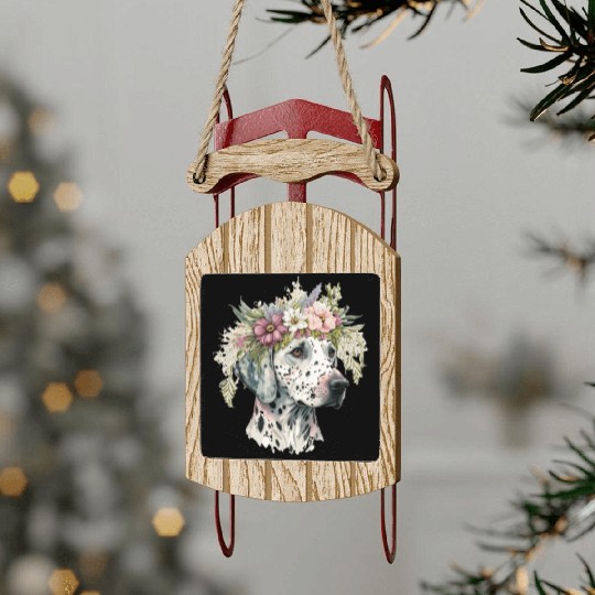 Dalmatian Flower Crown Pet Dog Floral Puppy Sled Ornaments