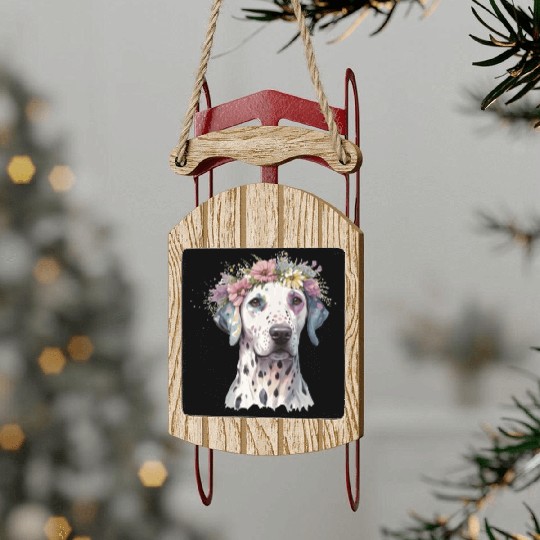 Cute Dalmatian Flower Crown Pet Dog Puppy Sled Ornaments
