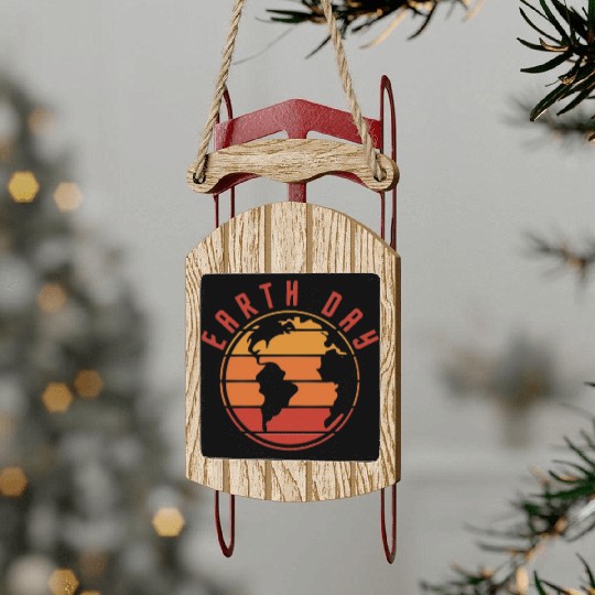 earth day 2023 vintage design Sled Ornaments for