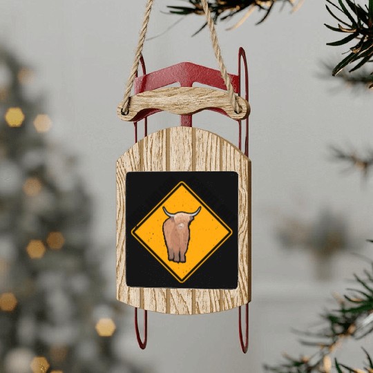 Highland Cow Apparel Only Sled Ornaments