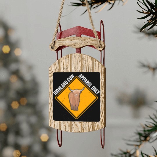 Highland Cow Apparel Only Sled Ornaments