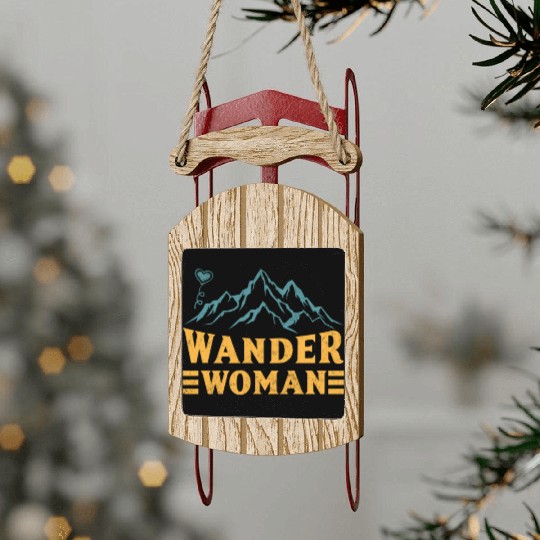 Wanderwoman Mountaineer Wanderlust Hiker Sled Ornaments