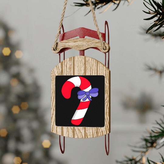 Candy cane 80s Sled Ornaments