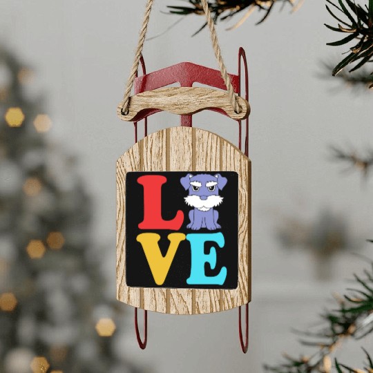 Schnauzer Puppy I love My Miniature Schnauzer Sled Ornaments