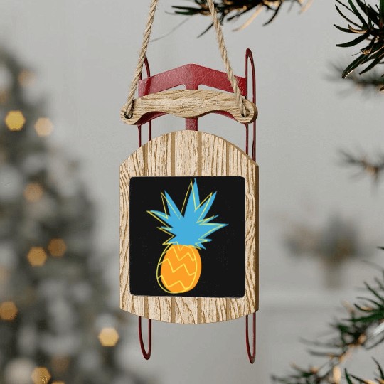 Neon Pop Art Pineapple Frenzy tumblr Sled Ornaments
