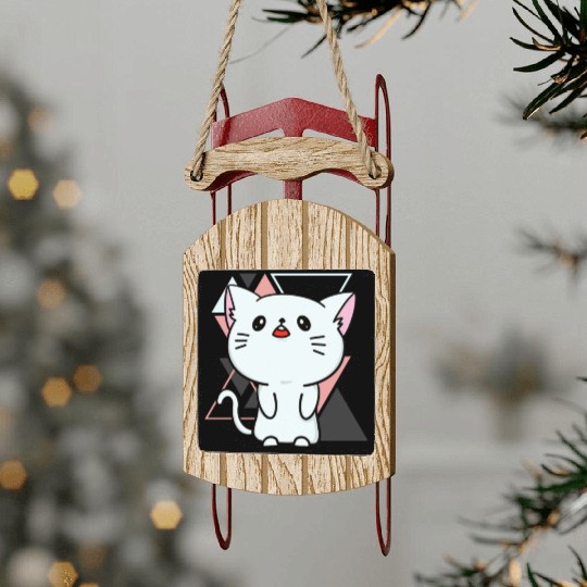 Cute little cat adorable kitty Kittenlove cat mom Sled Ornaments