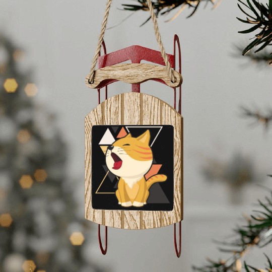 Cute little cat adorable kitty Kittenlove cat mom Sled Ornaments
