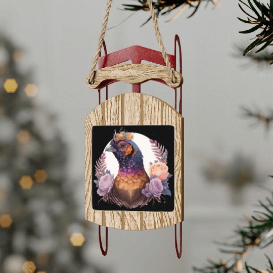 Pastel Watercolor Pheasant Bird Flower Crown Pet B Sled Ornaments