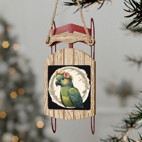 Watercolor Parrot Hahn's Macaw Bird Flower Crown P Sled Ornaments