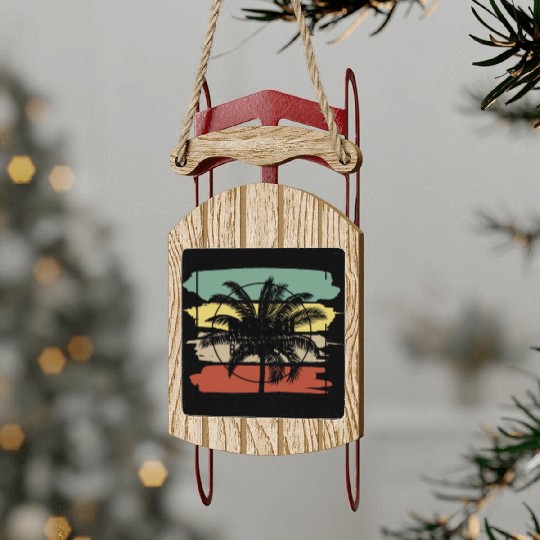 Nassau Bahamas Palm Tree Retro Artistic Sled Ornaments