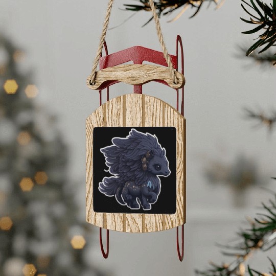 Midnight Flight of the Majestic Black Pegasus Sled Ornaments