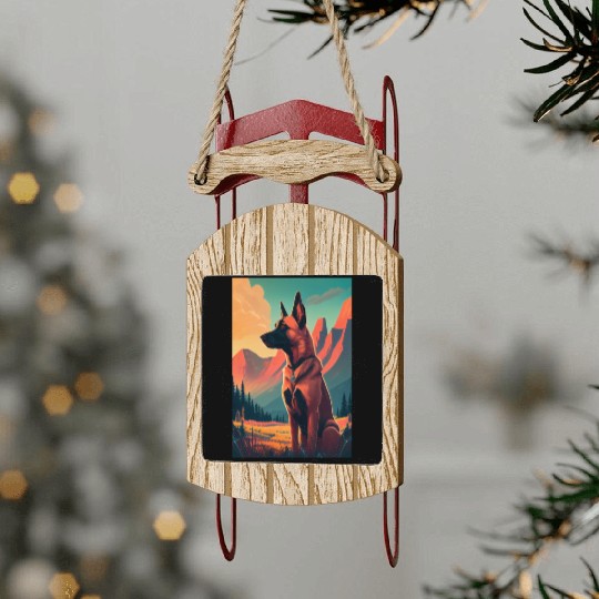 Belgian Malinois Nature Sled Ornaments