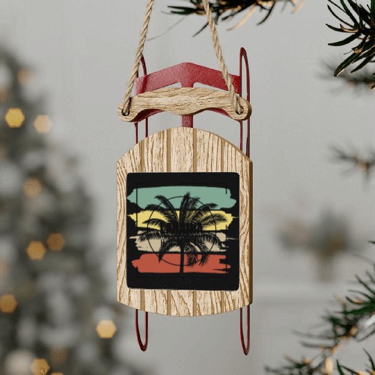 Lahaina Maui Hawaii Palm Tree Retro Artistic Sled Ornaments
