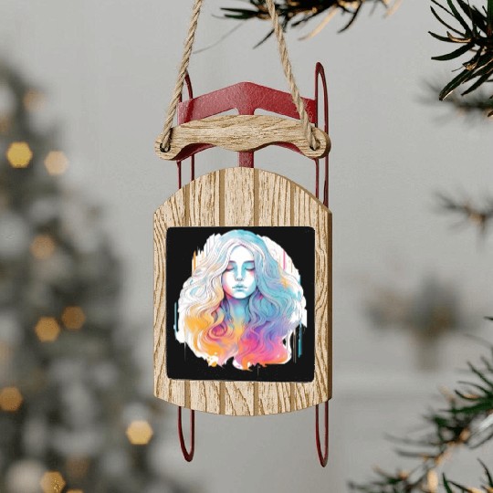Glimmering Holographic Girl The Future is Now Sled Ornaments