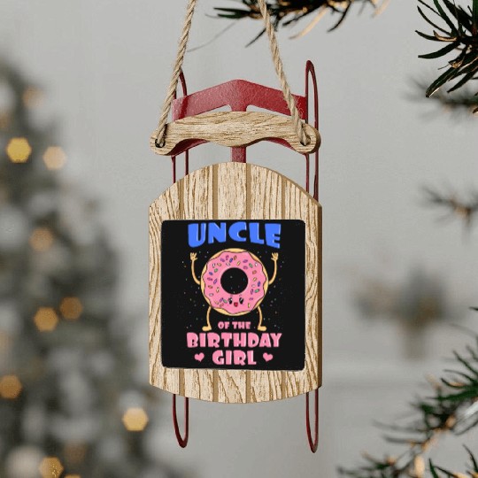 Uncle Of The Birthday Girl Donut Bday Party Tio Gr Sled Ornaments