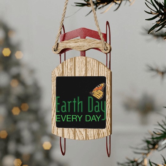 Earth Day Butterfly Sled Ornaments