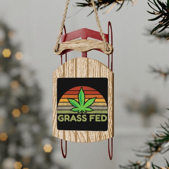 Grass Fed Hemp Farmer Weed Cannabis Marijuana Sled Ornaments