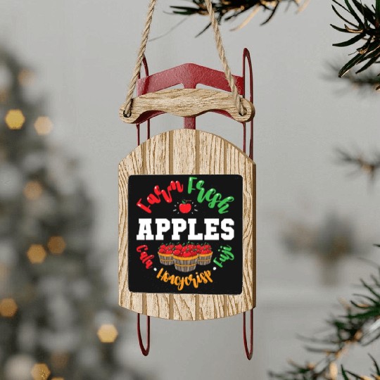 Apple Picking Farmer Fall For Toddlers Kids Women Sled Ornaments
