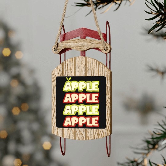 Apple Repeat Apple Picking Farmer Sled Ornaments