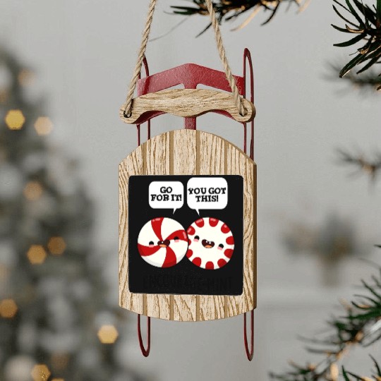 Encourage Mint Cute Candy Sled Ornaments