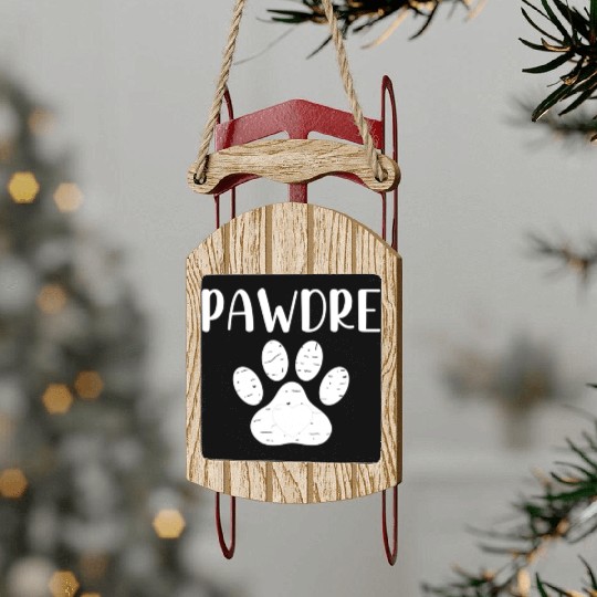Funny Dog Dad Pawdre Sled Ornaments