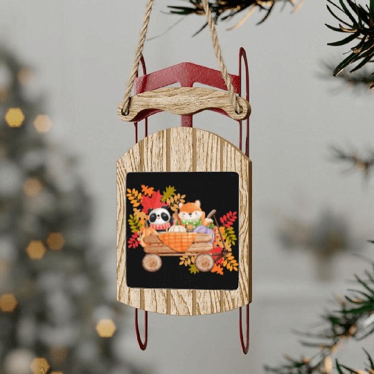 Autumn Friends Sled Ornaments