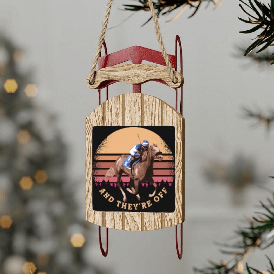 And They're Off - Funny Horse Racing at Vintage Sled Ornaments