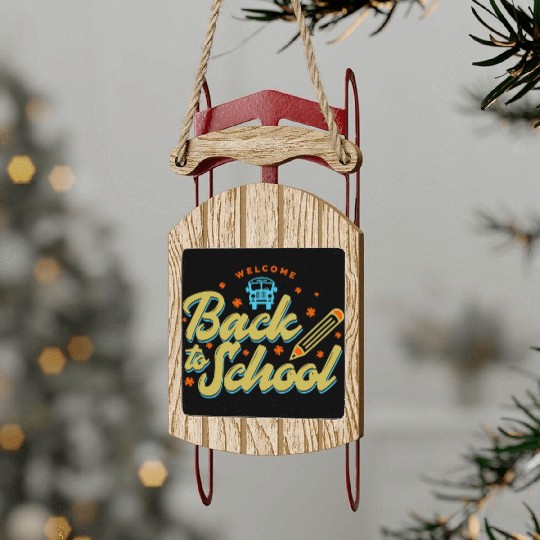 Welcome Back To School School Bus Driver Sled Ornaments