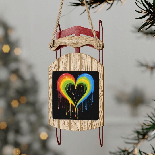 Love is Universal: LGBTQ+ Rainbow Heart, Sled Ornaments
