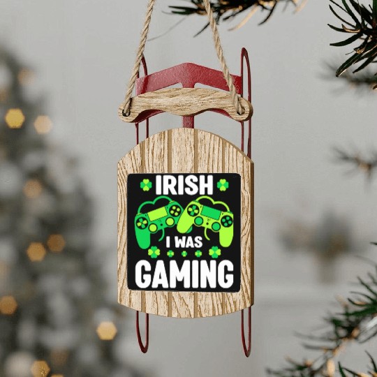 Irish I Was Gaming Video Game Irish Flag St Patric Sled Ornaments