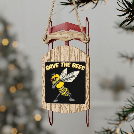 Save The Bees Sled Ornaments Dabbing Bumblebee Bee