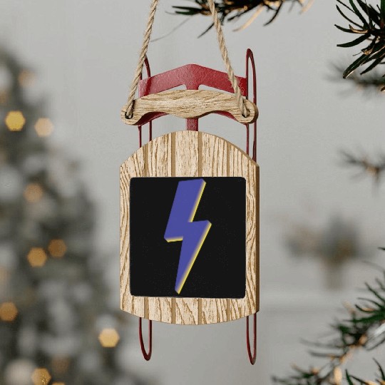 Lightning Bolt Blue 3D Sled Ornaments
