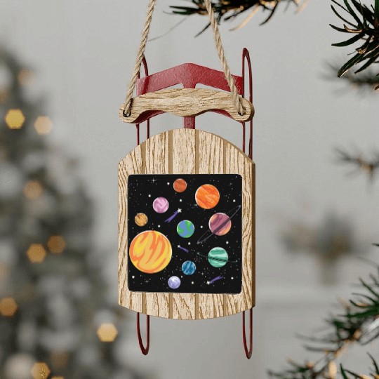 Solar System Planets Science Space Boys Girls Sled Ornaments