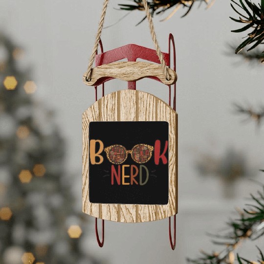 Funny Book Nerd Librarian Teacher Student Reader Sled Ornaments