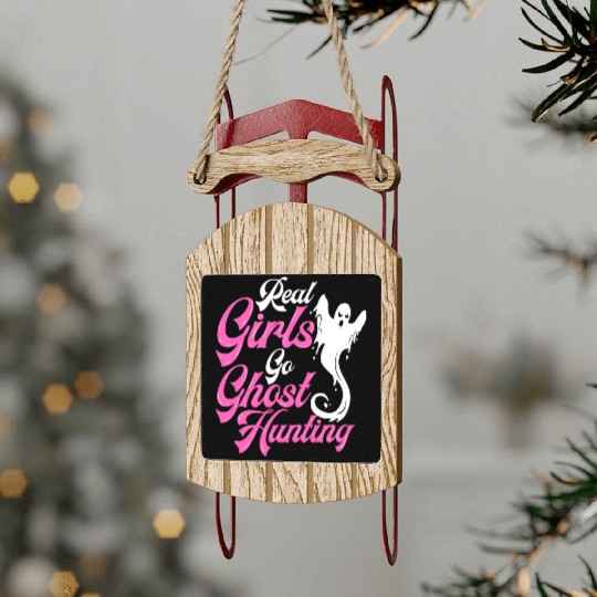 Ghost Hunting Girls Paranormal Investigator Sled Ornaments