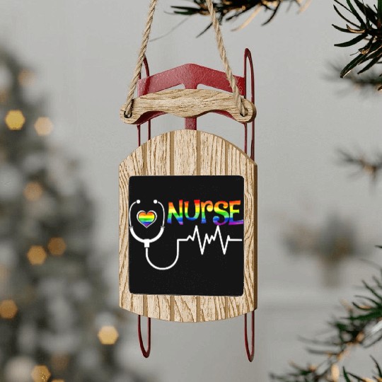 LGBT Nurse Rainbow Flag LGBT Gay Lesbian Bi Pride Sled Ornaments