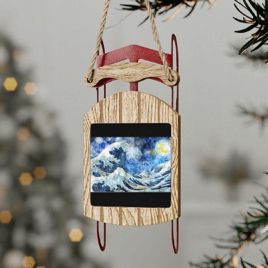 Great Wave During a Starry Night Click on Artist Sled Ornaments