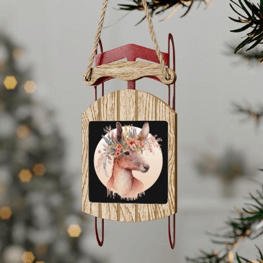 Cute Australian Kangaroo Flower Crown Animal Lover Sled Ornaments