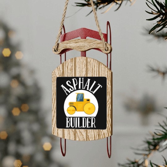asphalt builder street builder construction worker Sled Ornaments