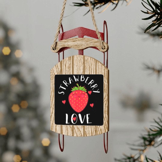 Strawberry Love Lover Fruit Smiling Farmer Greengr Sled Ornaments