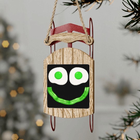 Funny Green Eggs Smile Face Ham Sled Ornaments